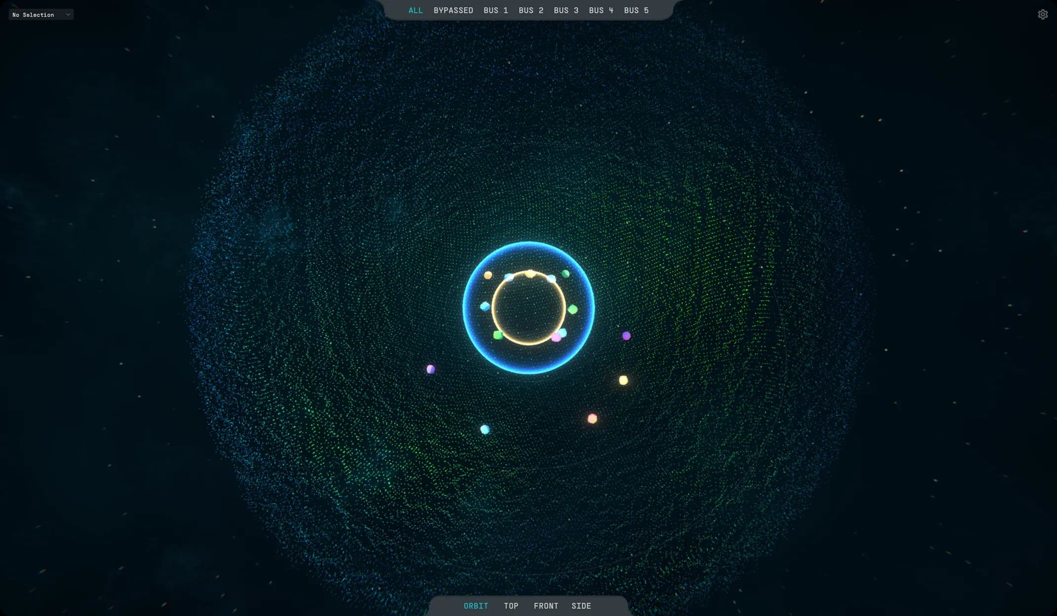 Living Sky 3D Control App: sound sources placed around the listener