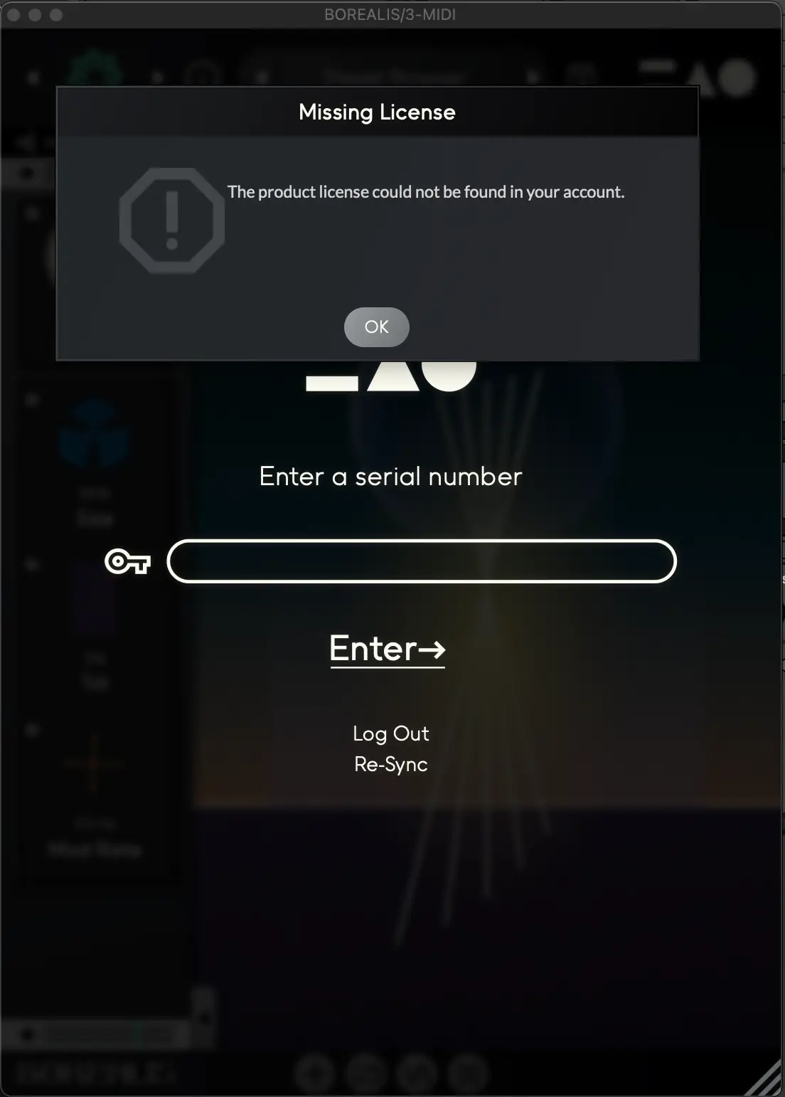 FX plugin serial number prompt