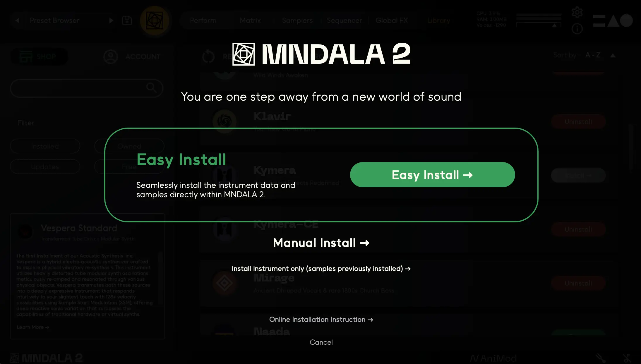 Easy and Manual install options