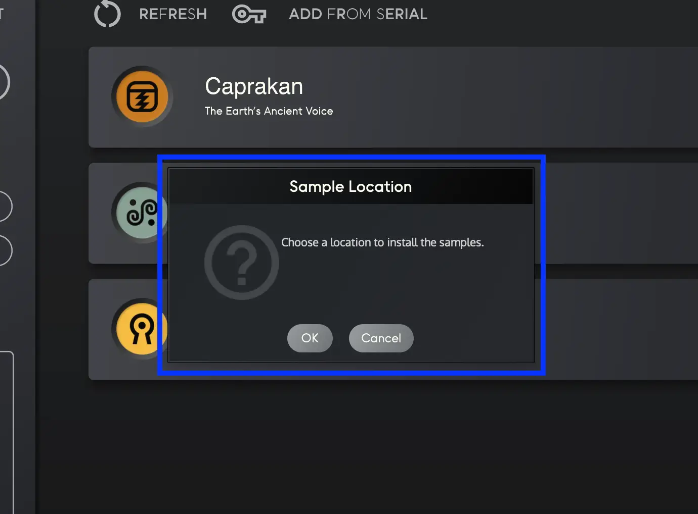Choose a samples location