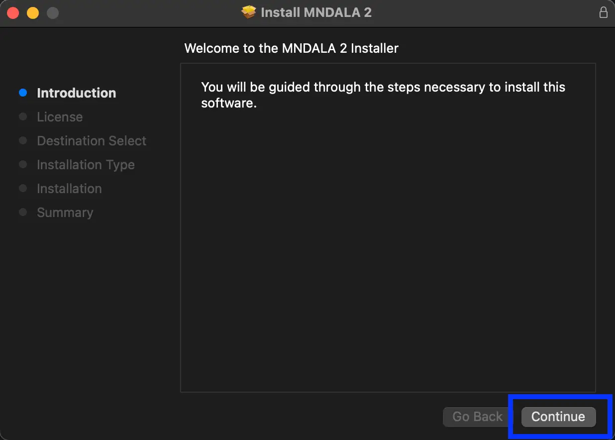 MNDALA 2 installer steps
