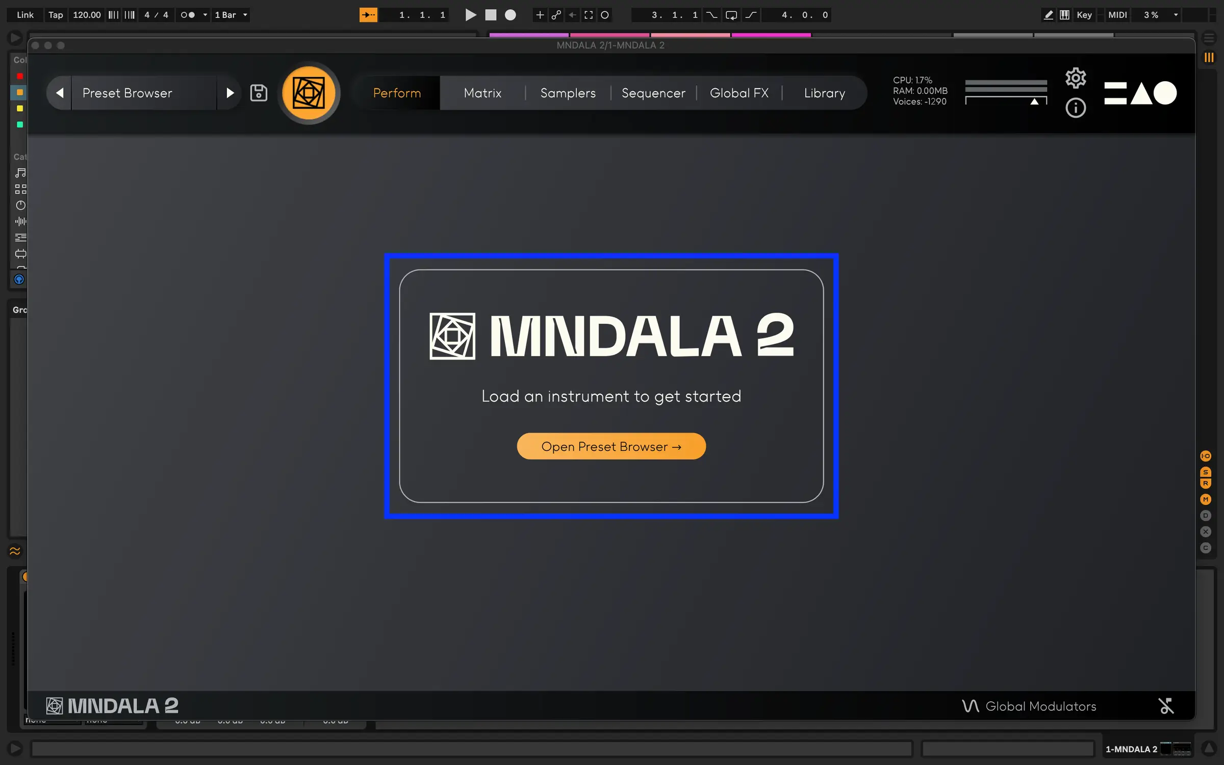 MNDALA 2 ready in a DAW